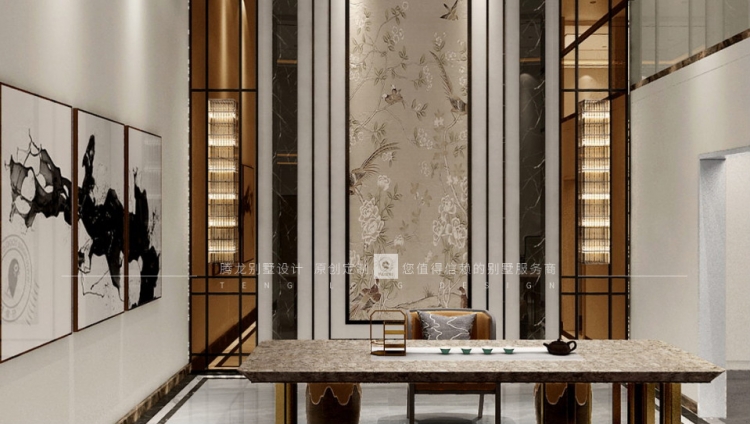 大华&middot;斐勒公园轻奢风格别墅装修效果图-3