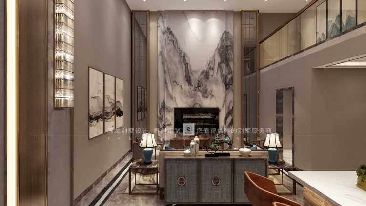 大华&middot;斐勒公园轻奢风格别墅装修效果图-5