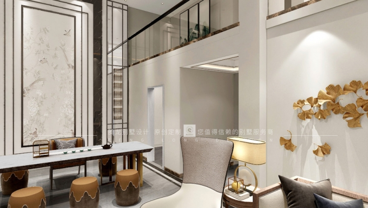 大华&middot;斐勒公园轻奢风格别墅装修效果图-6