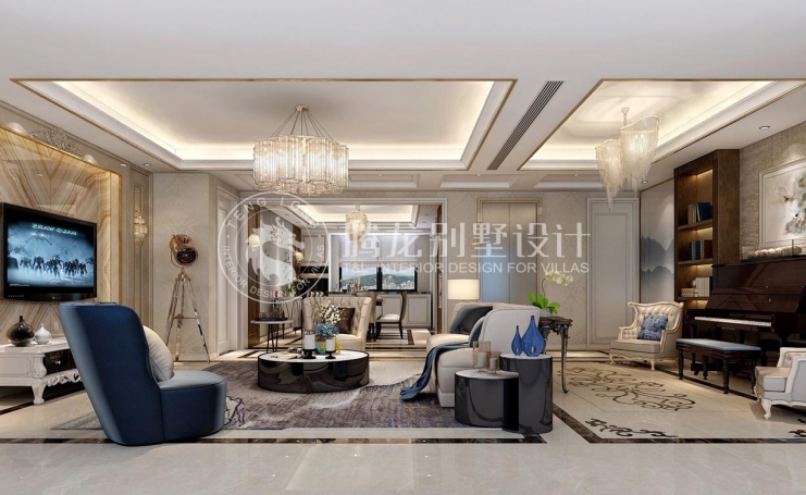 华润.静安府轻奢风格别墅装修效果图-2
