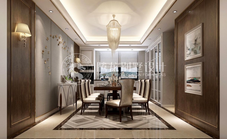 华润.静安府轻奢风格别墅装修效果图-4
