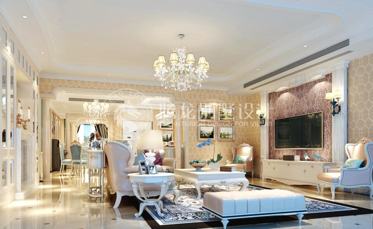 尚海湾豪庭欧式风格别墅装修效果图-3