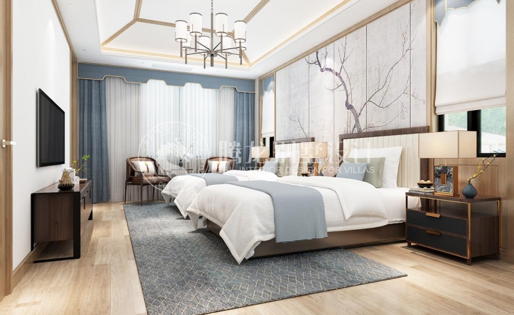 泰禾大城小院新中式风格别墅装修效果图-3