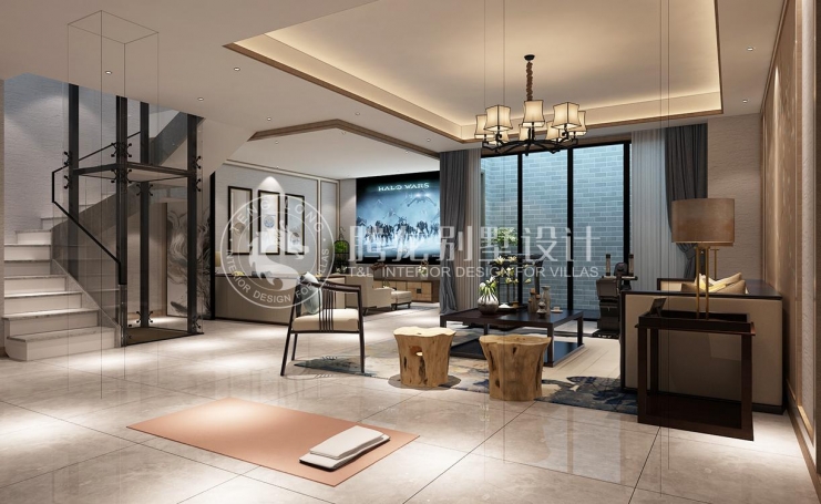 泰禾大城小院新中式风格别墅装修效果图-4