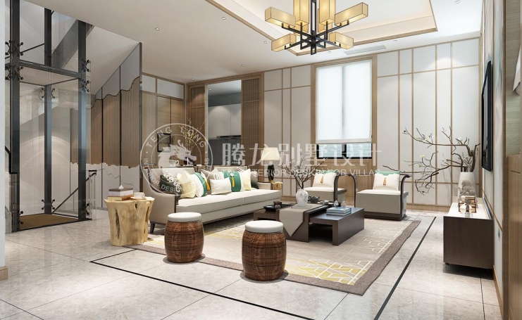 泰禾大城小院新中式风格别墅装修效果图-5