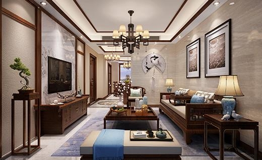 中金海棠湾别墅新中式风格别墅装修效果图