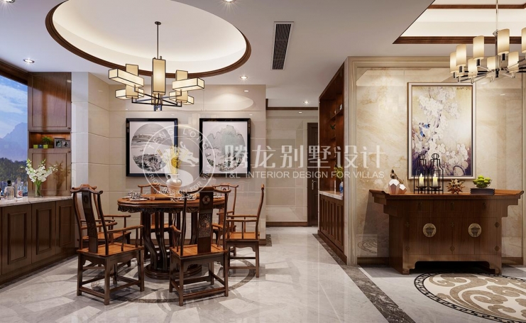 中金海棠湾别墅新中式风格别墅装修效果图-4