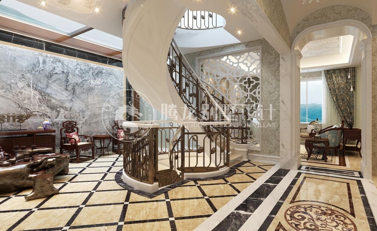 中海紫御豪庭别墅新古典风格别墅装修效果图-4