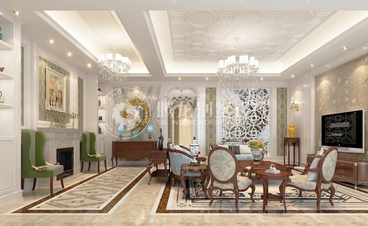中海紫御豪庭别墅新古典风格别墅装修效果图-8