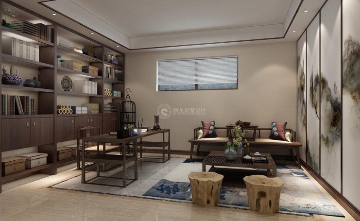 东郊紫园新中式风格别墅装修效果图-3