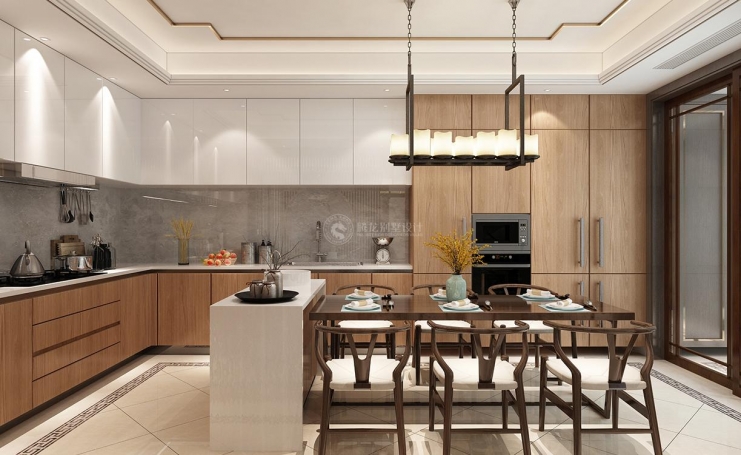 东郊紫园新中式风格别墅装修效果图-5