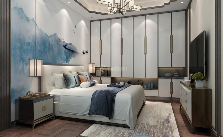 东郊紫园新中式风格别墅装修效果图-6