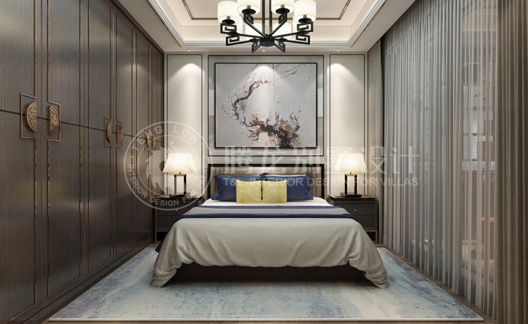 东郊紫园新中式风格别墅装修效果图-7