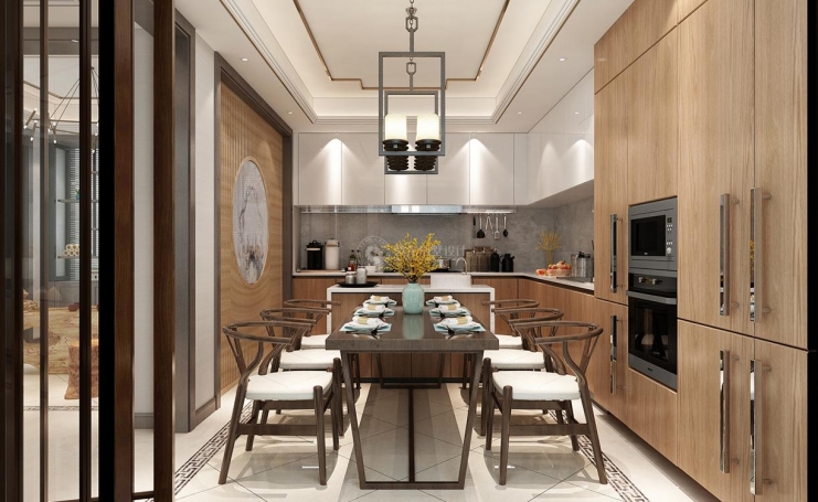 东郊紫园新中式风格别墅装修效果图-8