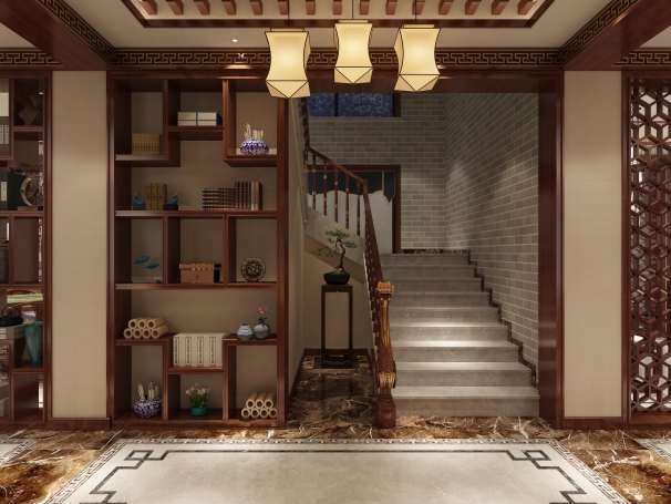 长泰西郊新中式风格别墅装修效果图-7
