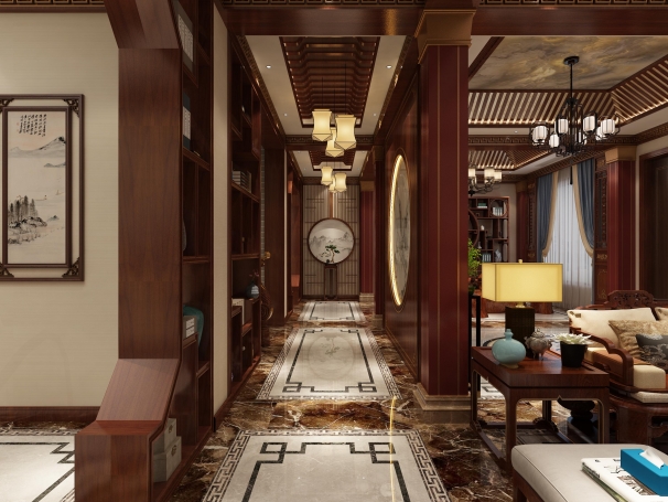 长泰西郊新中式风格别墅装修效果图-9