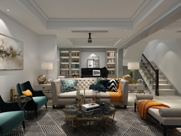 同济晶萃混搭风格别墅装修效果图-2