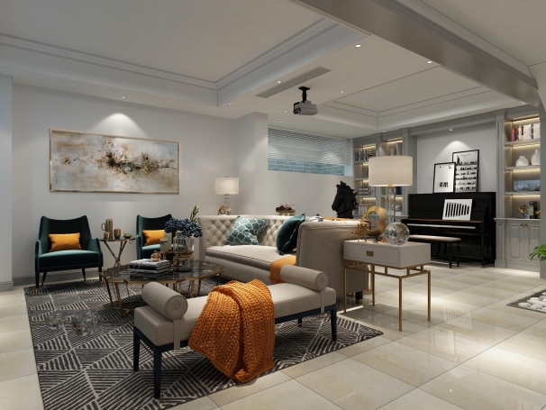 同济晶萃混搭风格别墅装修效果图-4