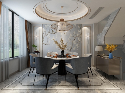 同济晶萃新中式风格别墅装修效果图