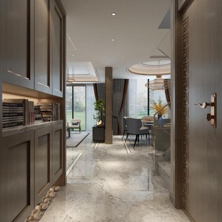 同济晶萃新中式风格别墅装修效果图-1