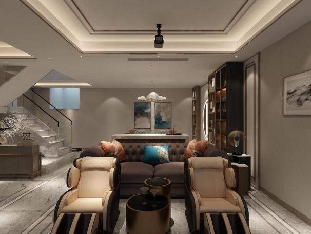 同济晶萃新中式风格别墅装修效果图-4