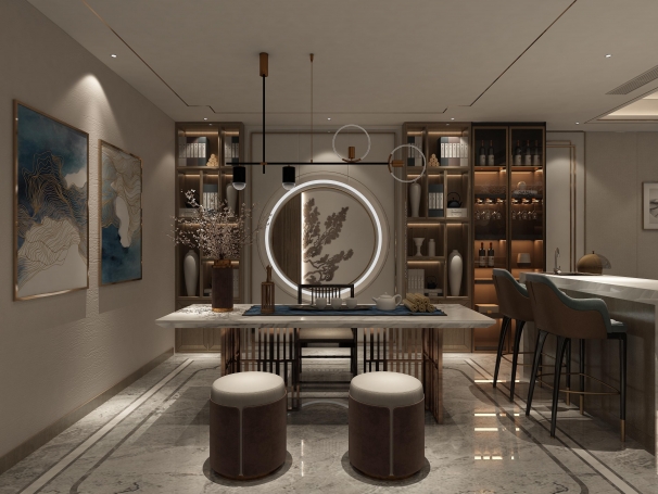 同济晶萃新中式风格别墅装修效果图-6