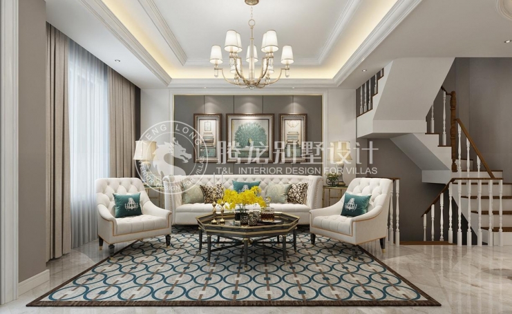 金地都会艺境欧式风格别墅装修效果图-3