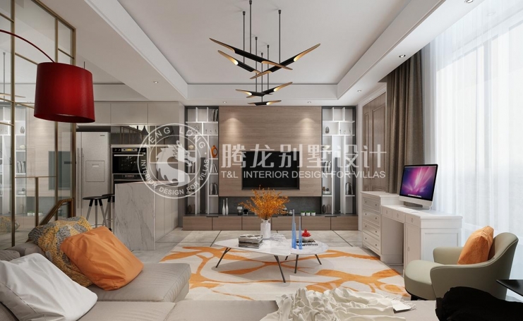 金地都会艺境现代简约别墅装修效果图-5