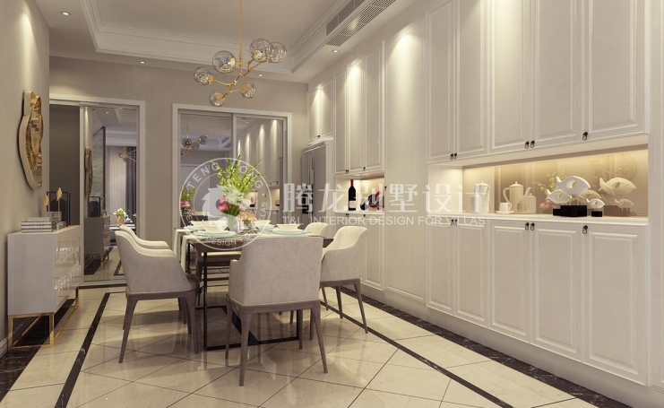 金地都会艺境轻奢风格别墅装修效果图-1