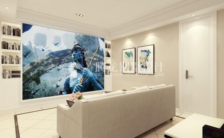 金地都会艺境轻奢风格别墅装修效果图-2