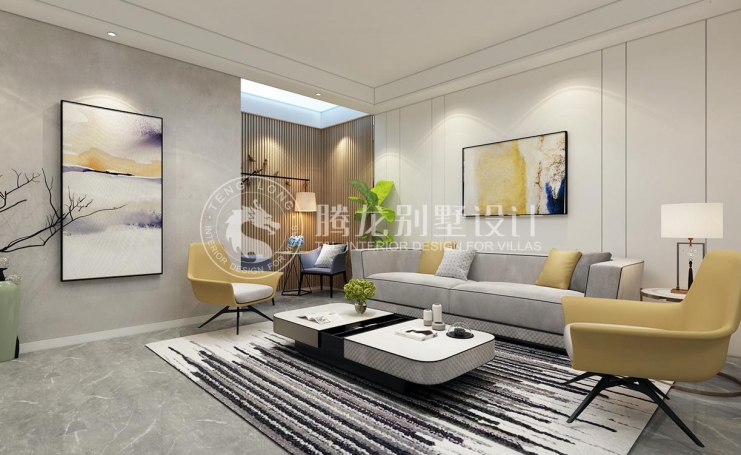 金地都会艺境现代简约别墅装修效果图-4