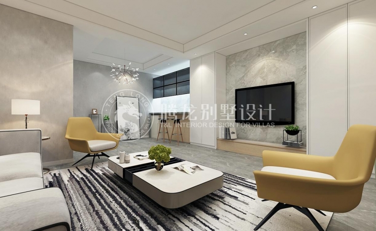 金地都会艺境现代简约别墅装修效果图-6