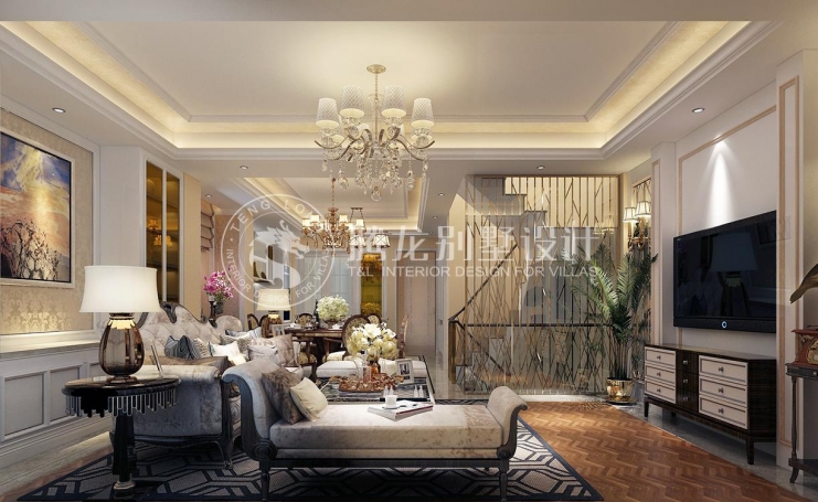 金地都会艺境欧式风格别墅装修效果图-1