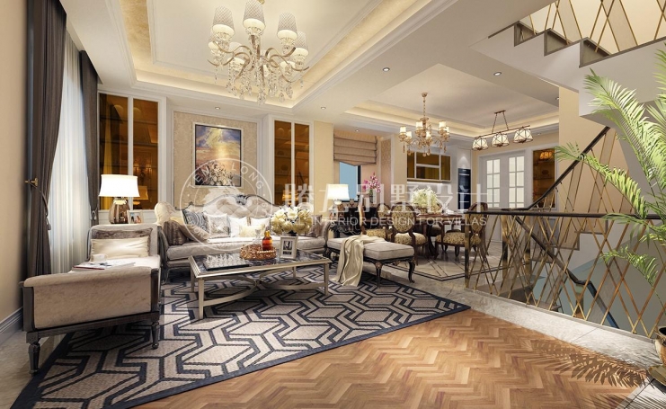 金地都会艺境欧式风格别墅装修效果图-2