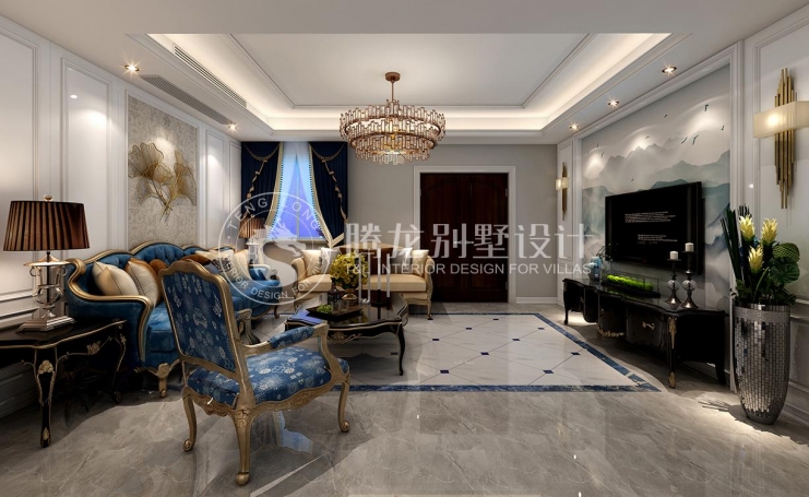 金地都会艺境欧式风格别墅装修效果图-1