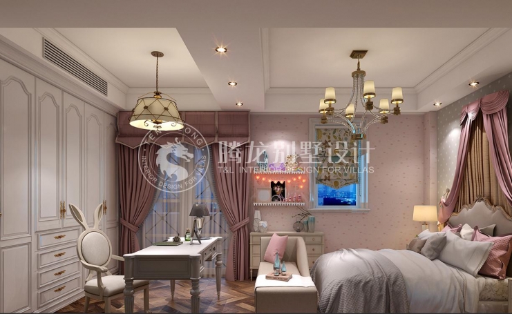 金地都会艺境欧式风格别墅装修效果图-2