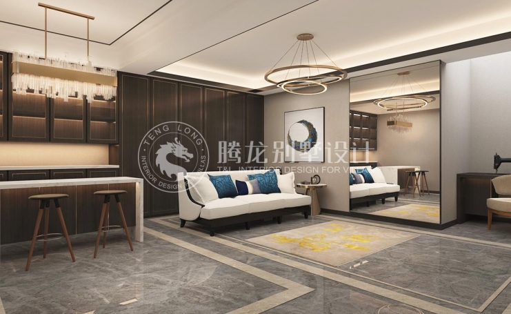 金地都会艺境新中式风格别墅装修效果图-1