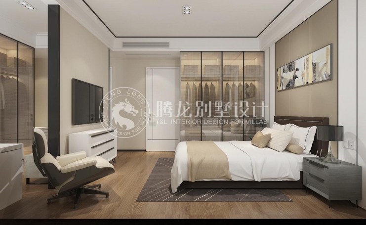 金地都会艺境新中式风格别墅装修效果图-2