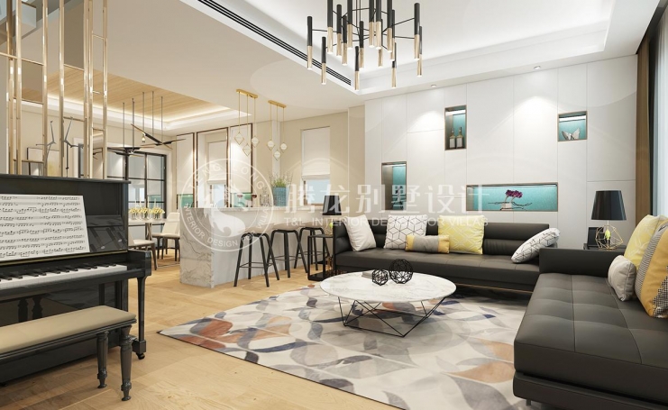 金地都会艺境现代简约别墅装修效果图-3