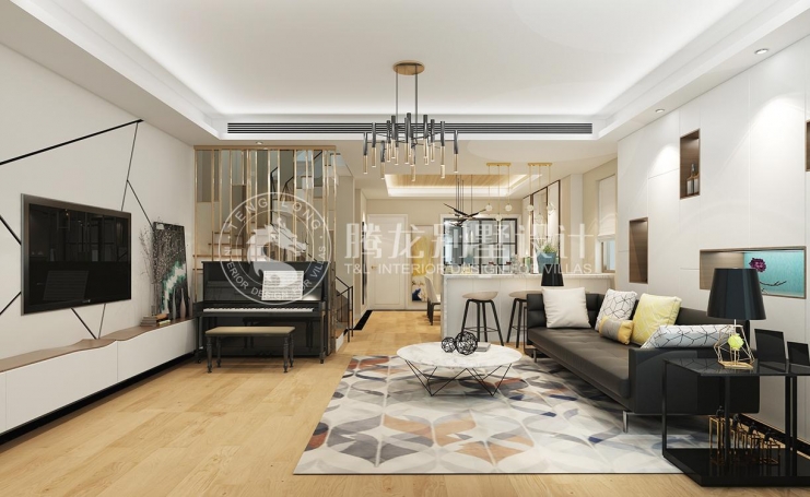 金地都会艺境现代简约别墅装修效果图-4