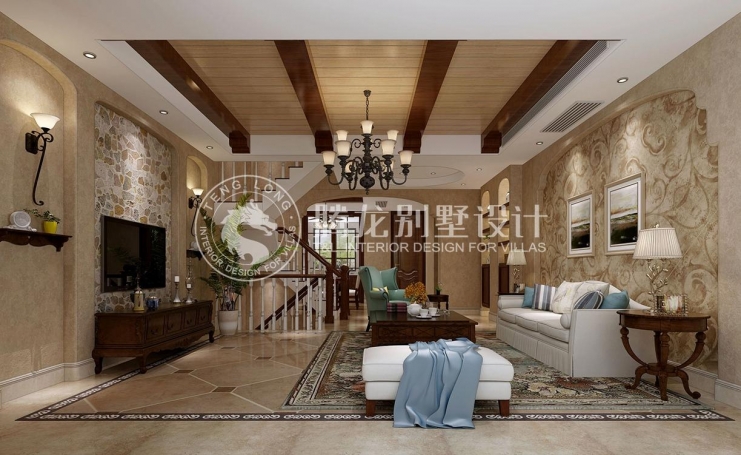 金地都会艺境欧式风格别墅装修效果图-4