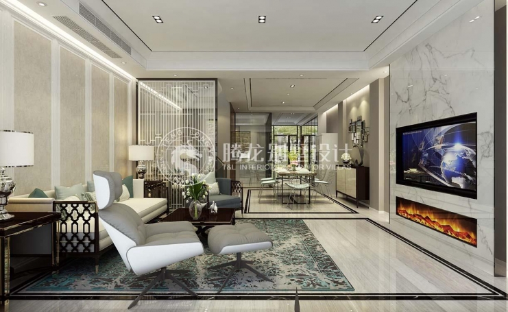 金地都会艺境现代简约别墅装修效果图-3