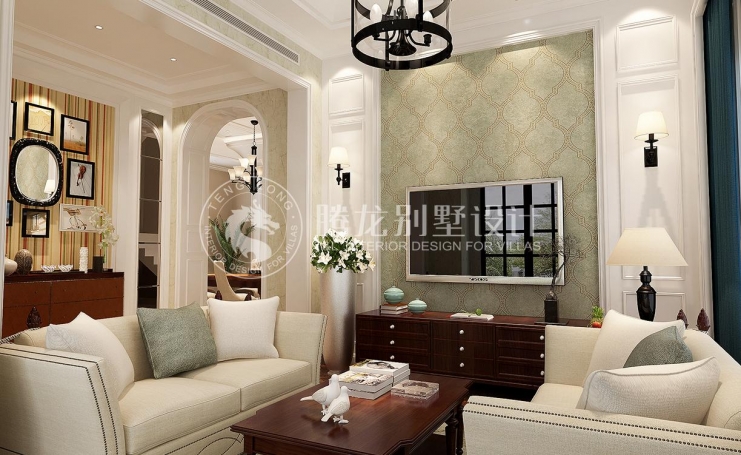 览海国际高尔夫社区混搭风格别墅装修效果图-6