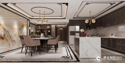 湖景高尔夫别墅新中式风格别墅装修效果图