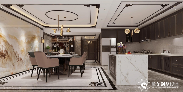 湖景高尔夫别墅新中式风格别墅装修效果图-4