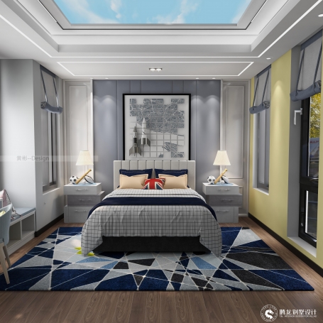 海源别墅新中式风格别墅装修效果图-1