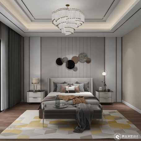 海源别墅新中式风格别墅装修效果图-2