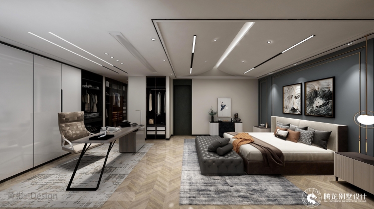 海源别墅新中式风格别墅装修效果图-7