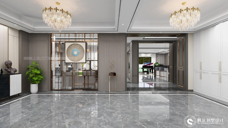 海源别墅新中式风格别墅装修效果图-8