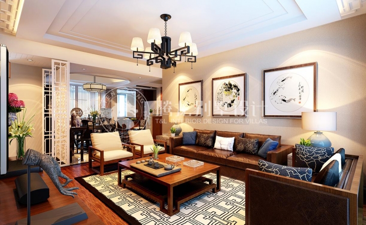 新城御景新中式风格别墅装修效果图-1